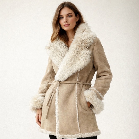 Jackets & Blazers - Women's Tan Shearling Coat
